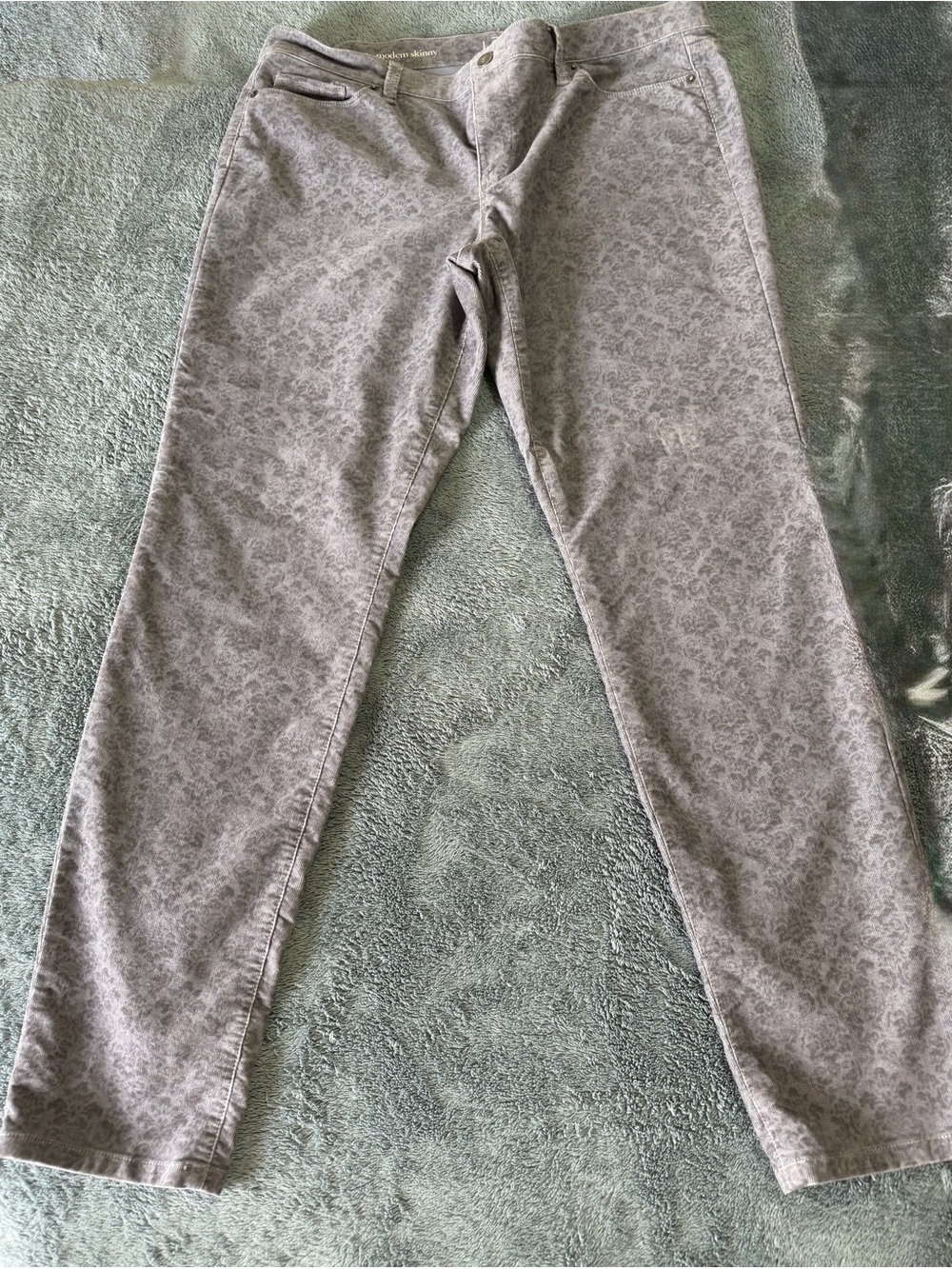 LOFT Gray Floral-Print Stretch Jeans for Women size 14